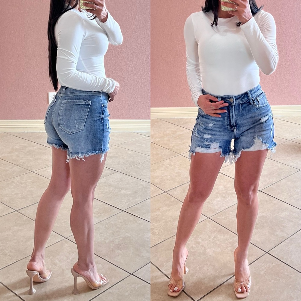 Ariel High Rise Denim Shorts